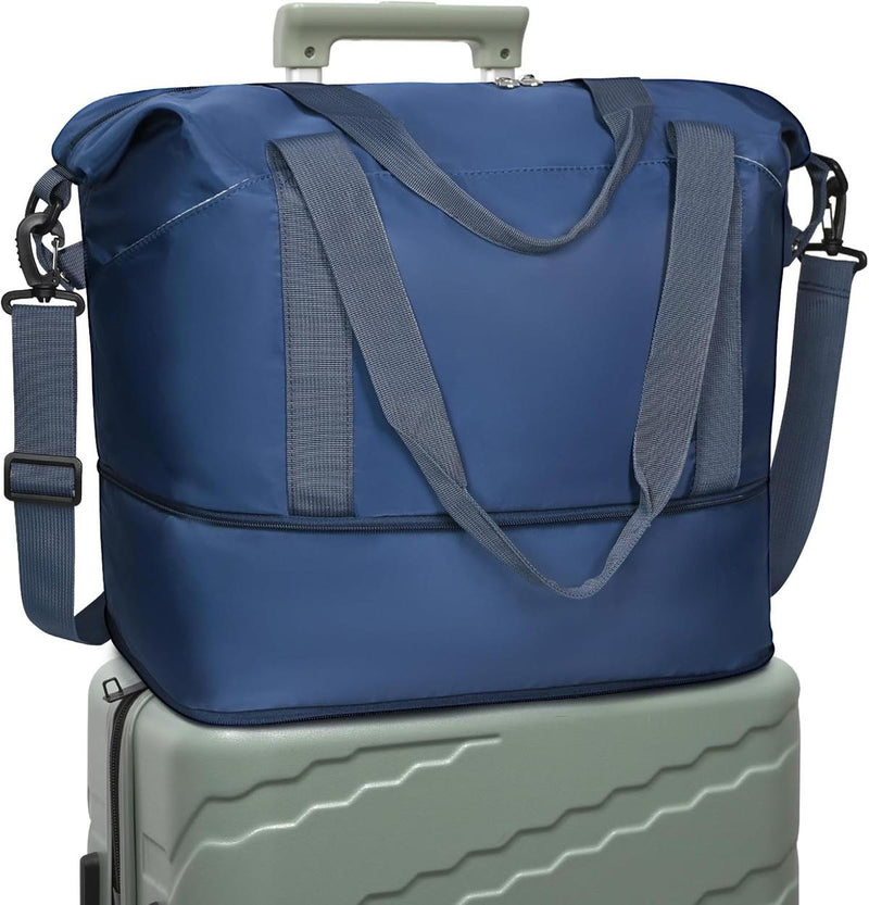 Expandable Travel Bag With Waterproof Wet Pocket And Trolley Sleeve