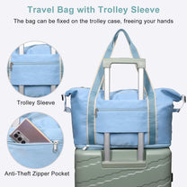 Expandable Travel Bag With Waterproof Wet Pocket And Trolley Sleeve