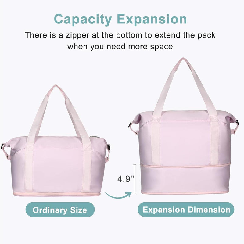 Expandable Travel Bag With Waterproof Wet Pocket And Trolley Sleeve