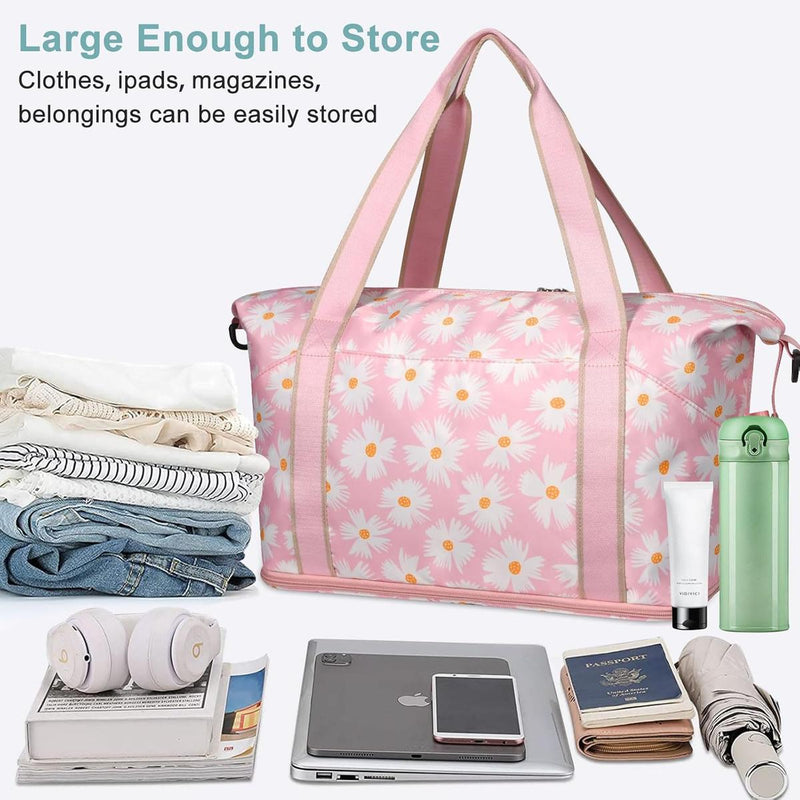 Expandable Travel Bag With Waterproof Wet Pocket And Trolley Sleeve