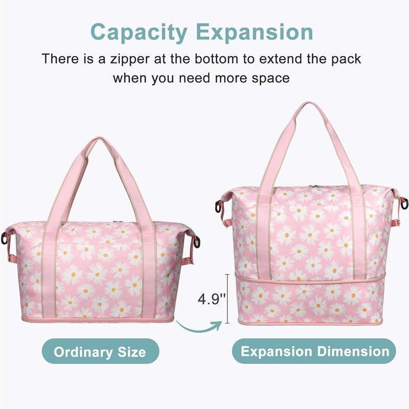 Expandable Travel Bag With Waterproof Wet Pocket And Trolley Sleeve