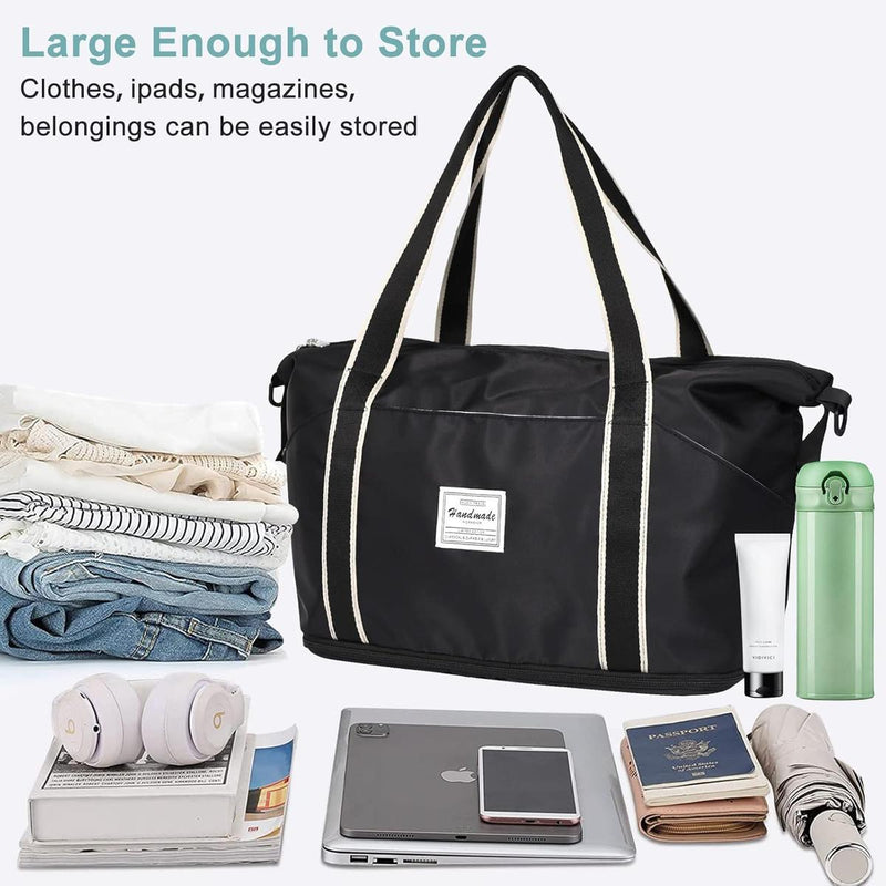 Expandable Travel Bag With Waterproof Wet Pocket And Trolley Sleeve