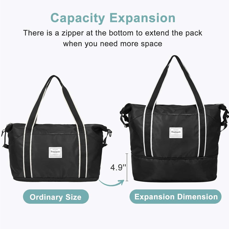 Expandable Travel Bag With Waterproof Wet Pocket And Trolley Sleeve
