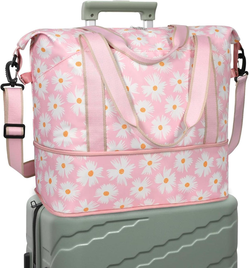 Expandable Travel Bag With Waterproof Wet Pocket And Trolley Sleeve