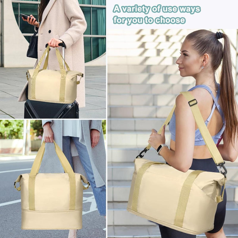 Expandable Travel Bag With Waterproof Wet Pocket And Trolley Sleeve