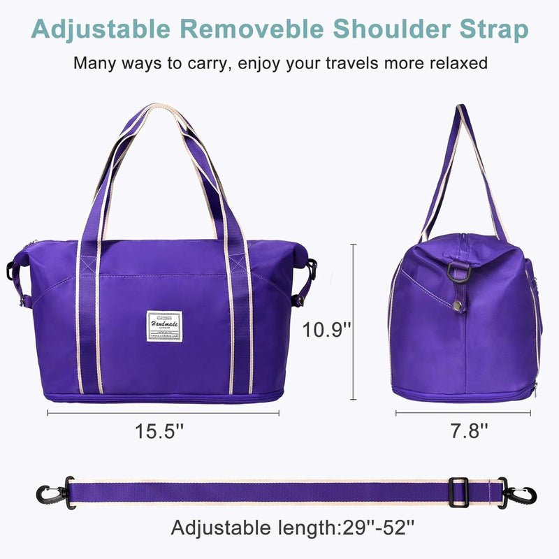 Expandable Travel Bag With Waterproof Wet Pocket And Trolley Sleeve