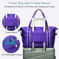 Expandable Travel Bag With Waterproof Wet Pocket And Trolley Sleeve