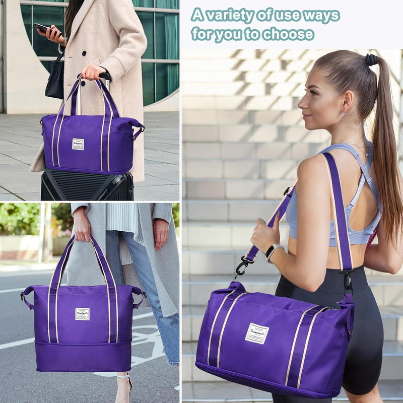 Expandable Travel Bag With Waterproof Wet Pocket And Trolley Sleeve