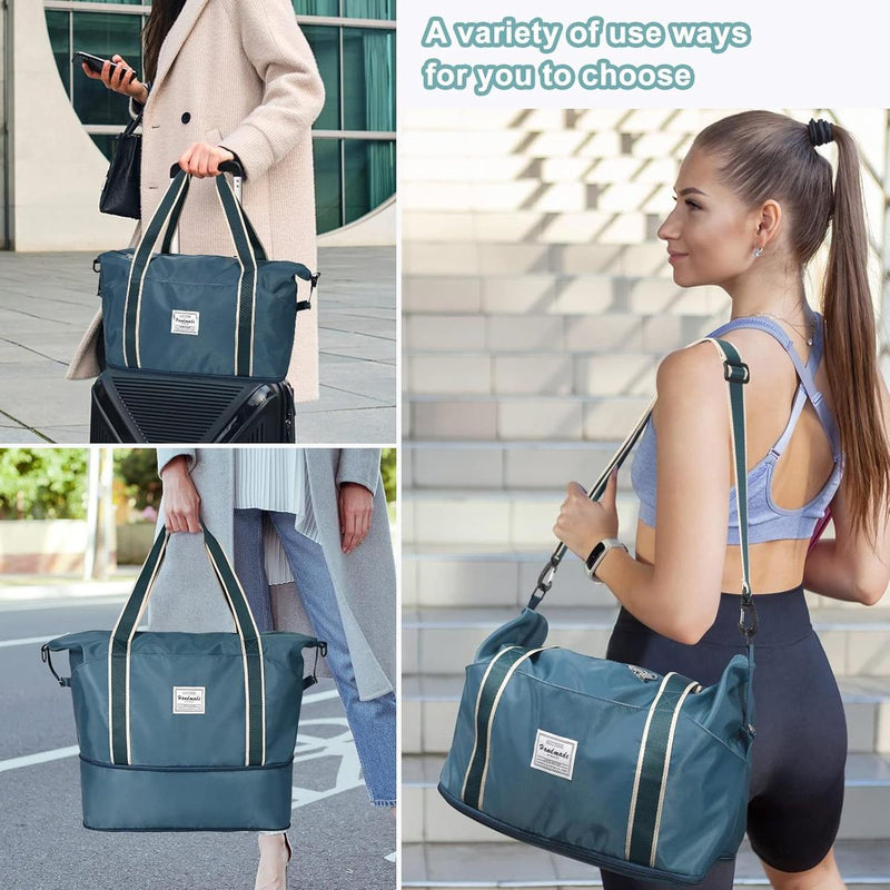 Expandable Travel Bag With Waterproof Wet Pocket And Trolley Sleeve