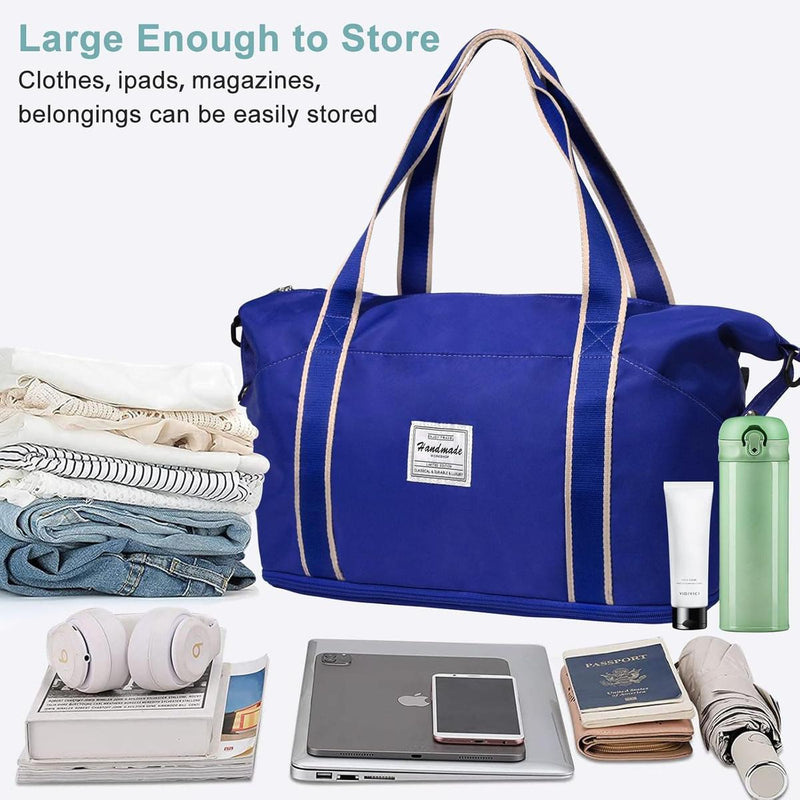 Expandable Travel Bag With Waterproof Wet Pocket And Trolley Sleeve