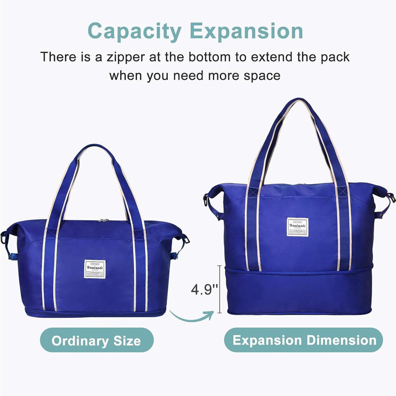 Expandable Travel Bag With Waterproof Wet Pocket And Trolley Sleeve