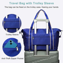 Expandable Travel Bag With Waterproof Wet Pocket And Trolley Sleeve