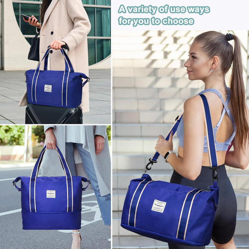 Expandable Travel Bag With Waterproof Wet Pocket And Trolley Sleeve