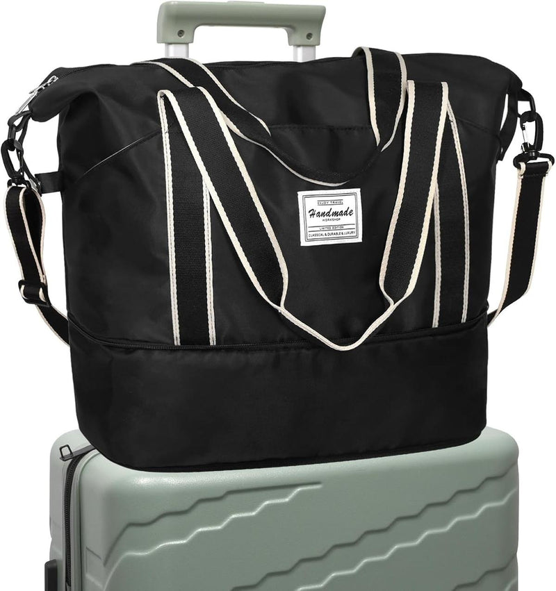 Expandable Travel Bag With Waterproof Wet Pocket And Trolley Sleeve