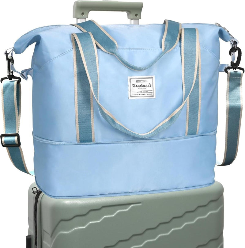 Expandable Travel Bag With Waterproof Wet Pocket And Trolley Sleeve
