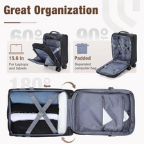 Expandable Under-Seat Cabin Bag With Spinner Wheels And Laptop Compartment