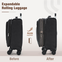 Expandable Under-Seat Cabin Bag With Spinner Wheels And Laptop Compartment