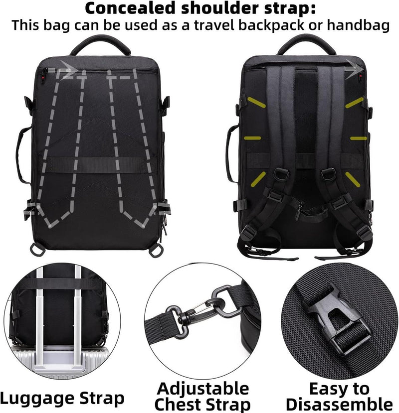 Expandable Waterproof Travel Backpack With Laptop Compartment 45L-55L