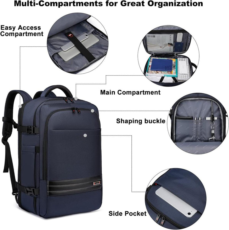Expandable Waterproof Travel Backpack With Laptop Compartment 45L-55L