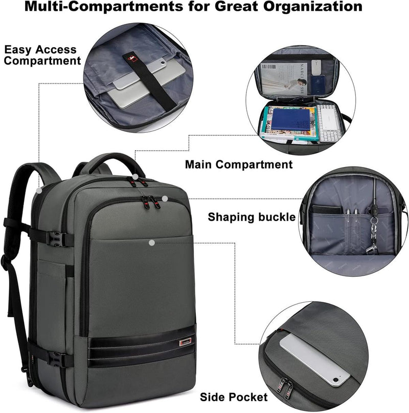 Expandable Waterproof Travel Backpack With Laptop Compartment 45L-55L