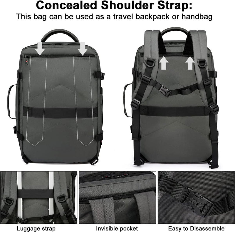 Expandable Waterproof Travel Backpack With Laptop Compartment 45L-55L