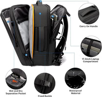 Expandable Waterproof Travel Backpack With Laptop Compartment And Duffle Option