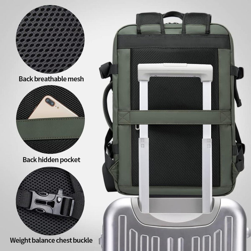 Expandable Waterproof Travel Backpack With Laptop Compartment And Duffle Option