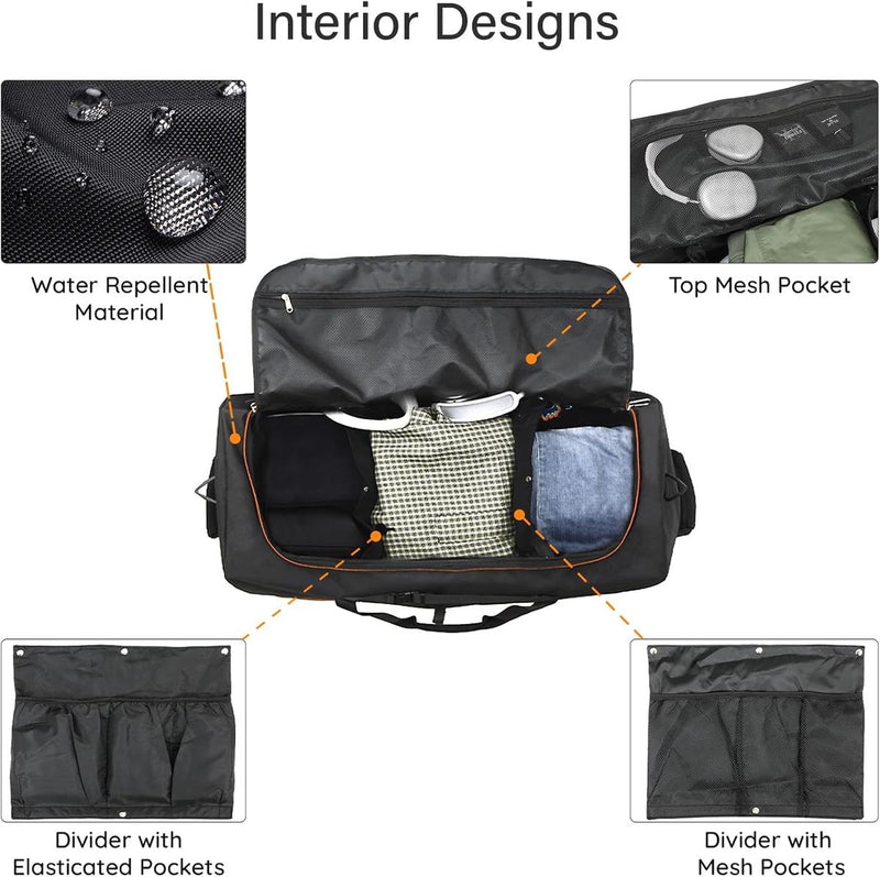 Extra Large Expandable Rolling Duffle Bag 110L-140L Foldable Waterproof Travel Luggage