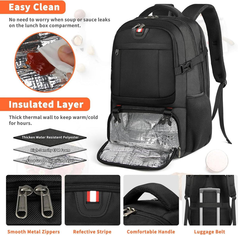 Extra-Large Insulated Lunch And Laptop Backpack With USB Charging Port