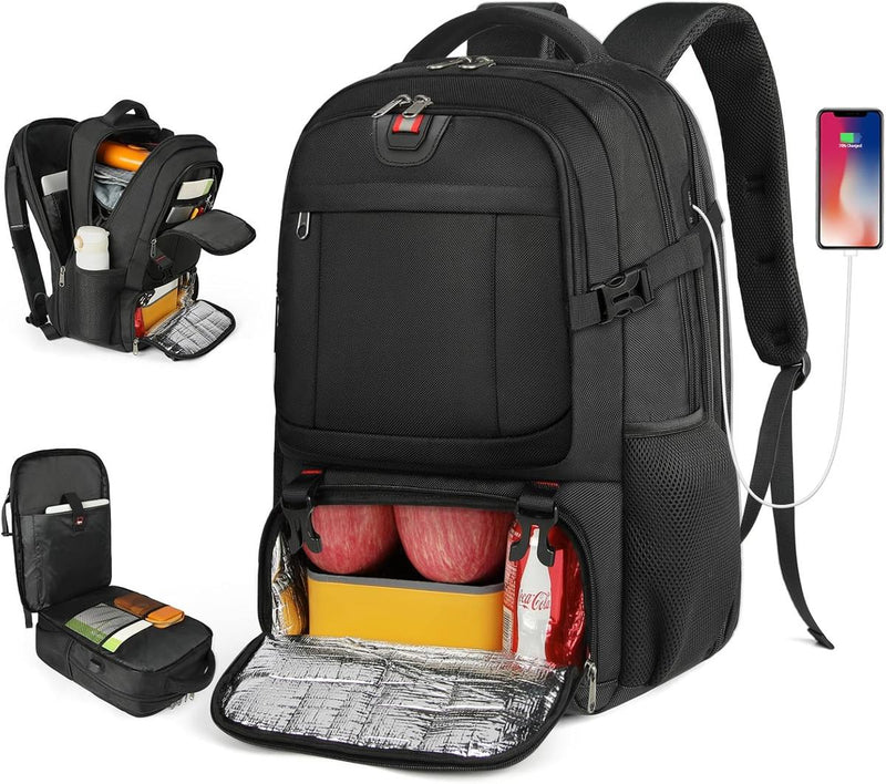 Extra-Large Insulated Lunch And Laptop Backpack With USB Charging Port