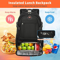 Extra-Large Insulated Lunch And Laptop Backpack With USB Charging Port