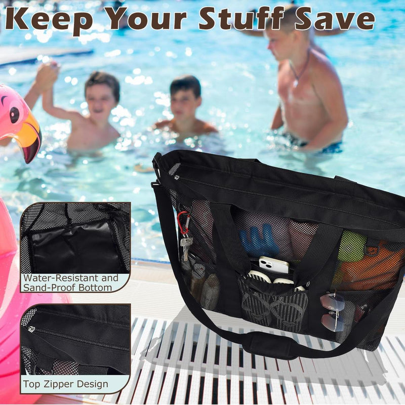 Extra Large Transparent Mesh Beach Bag With 8 Pockets - Buy 1 Get 1 Free