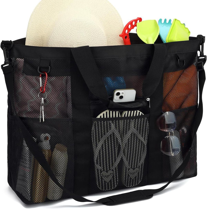 Extra Large Transparent Mesh Beach Bag With 8 Pockets - Buy 1 Get 1 Free