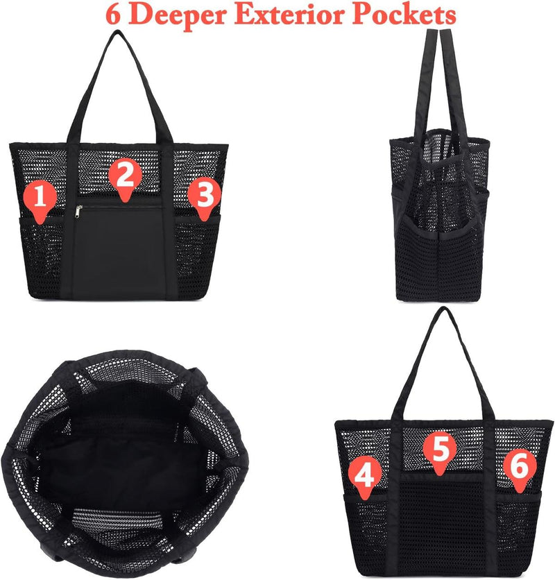 Extra Large Transparent Mesh Beach Bag With 8 Pockets - Buy 1 Get 1 Free