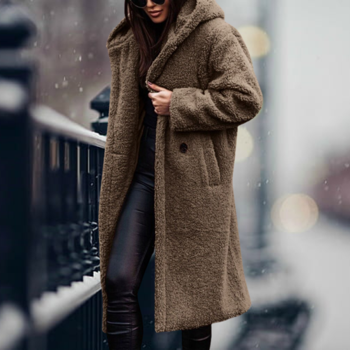 Faux Fur Hooded Jacket For Women