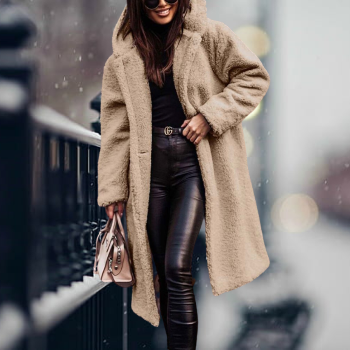 Faux Fur Hooded Jacket For Women