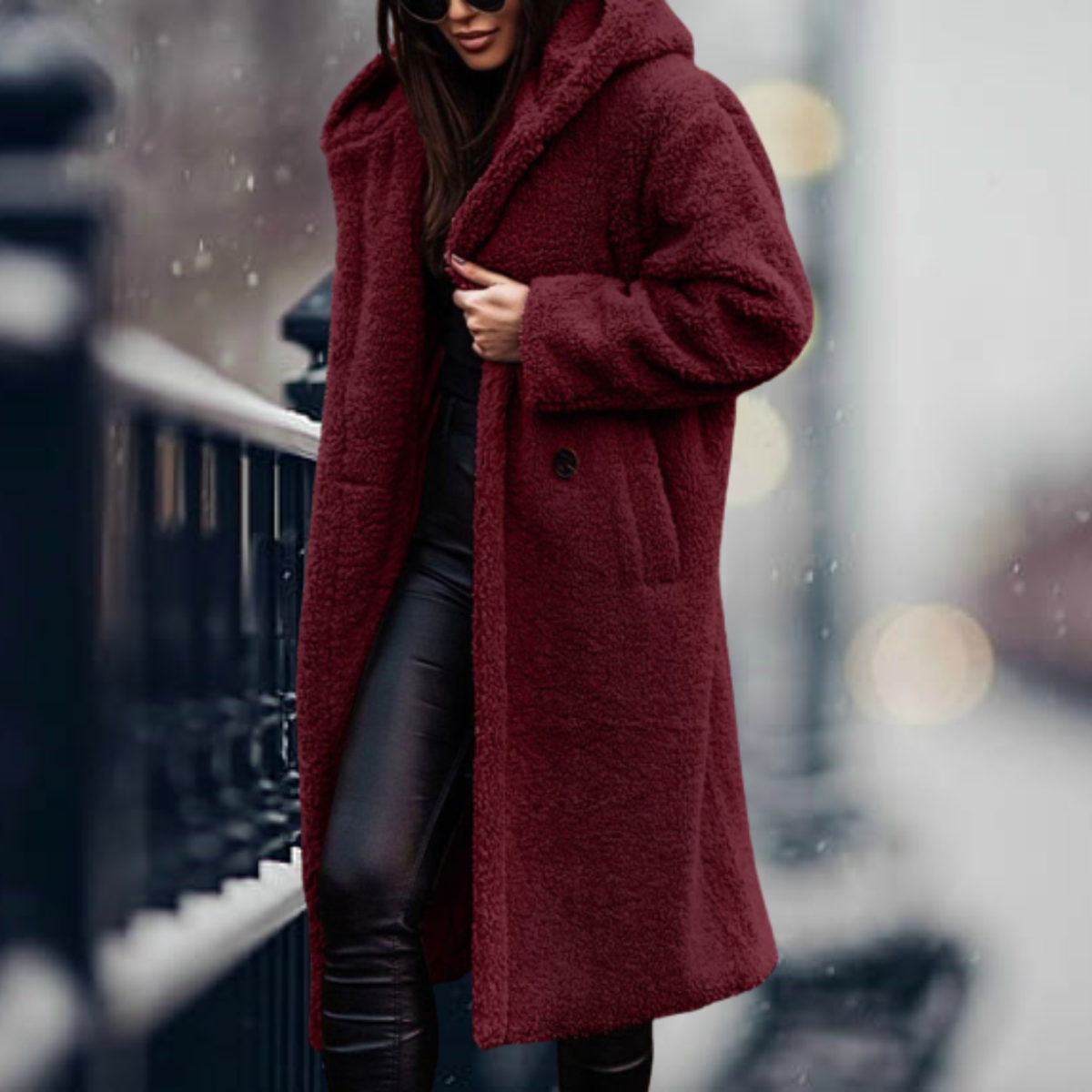 Faux Fur Hooded Jacket For Women