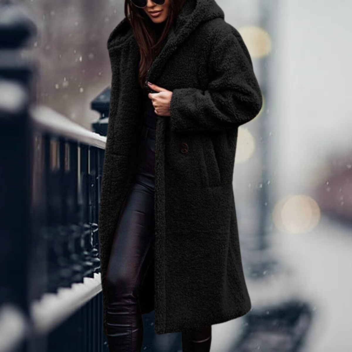 Faux Fur Hooded Jacket For Women