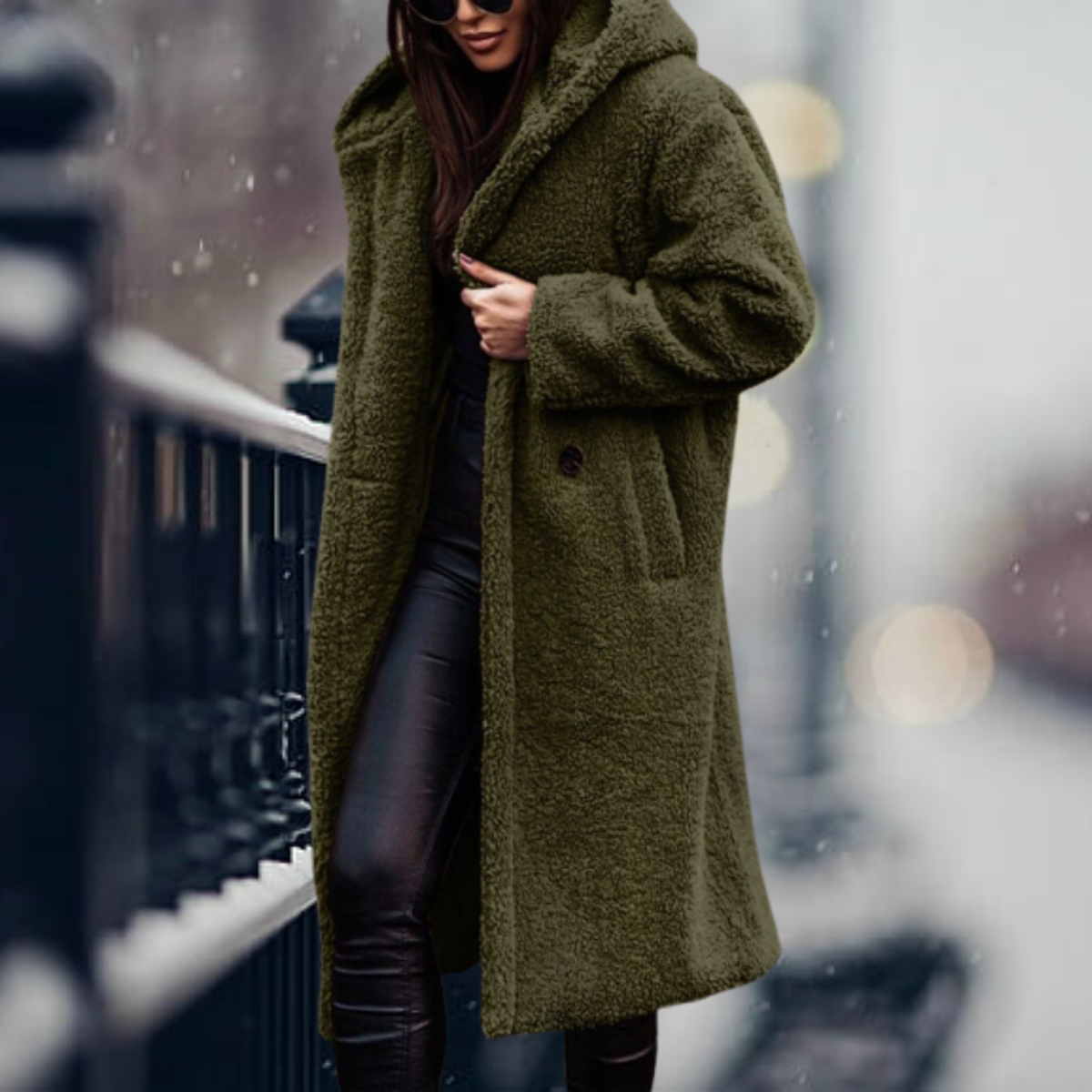 Faux Fur Hooded Jacket For Women