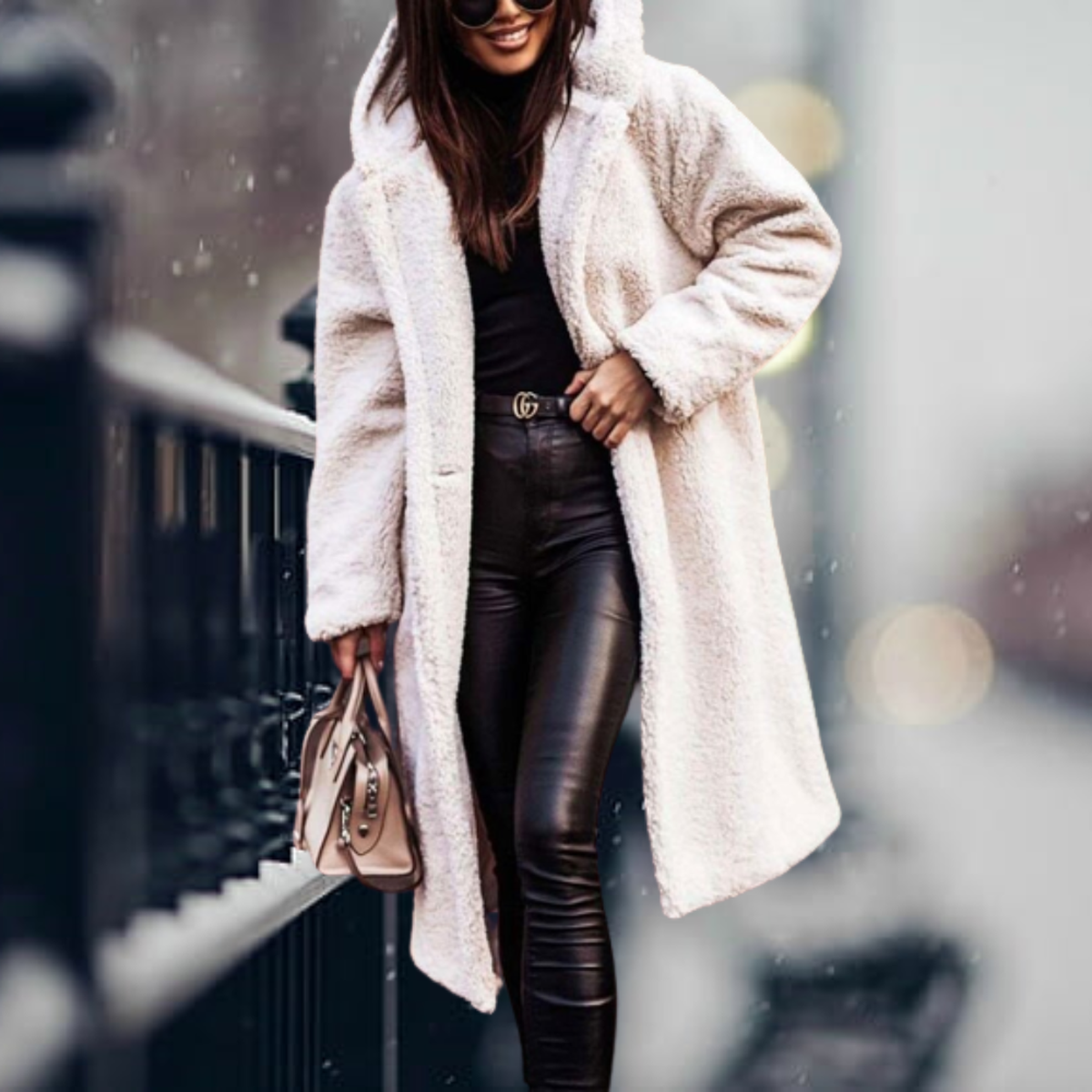 Faux Fur Hooded Jacket For Women