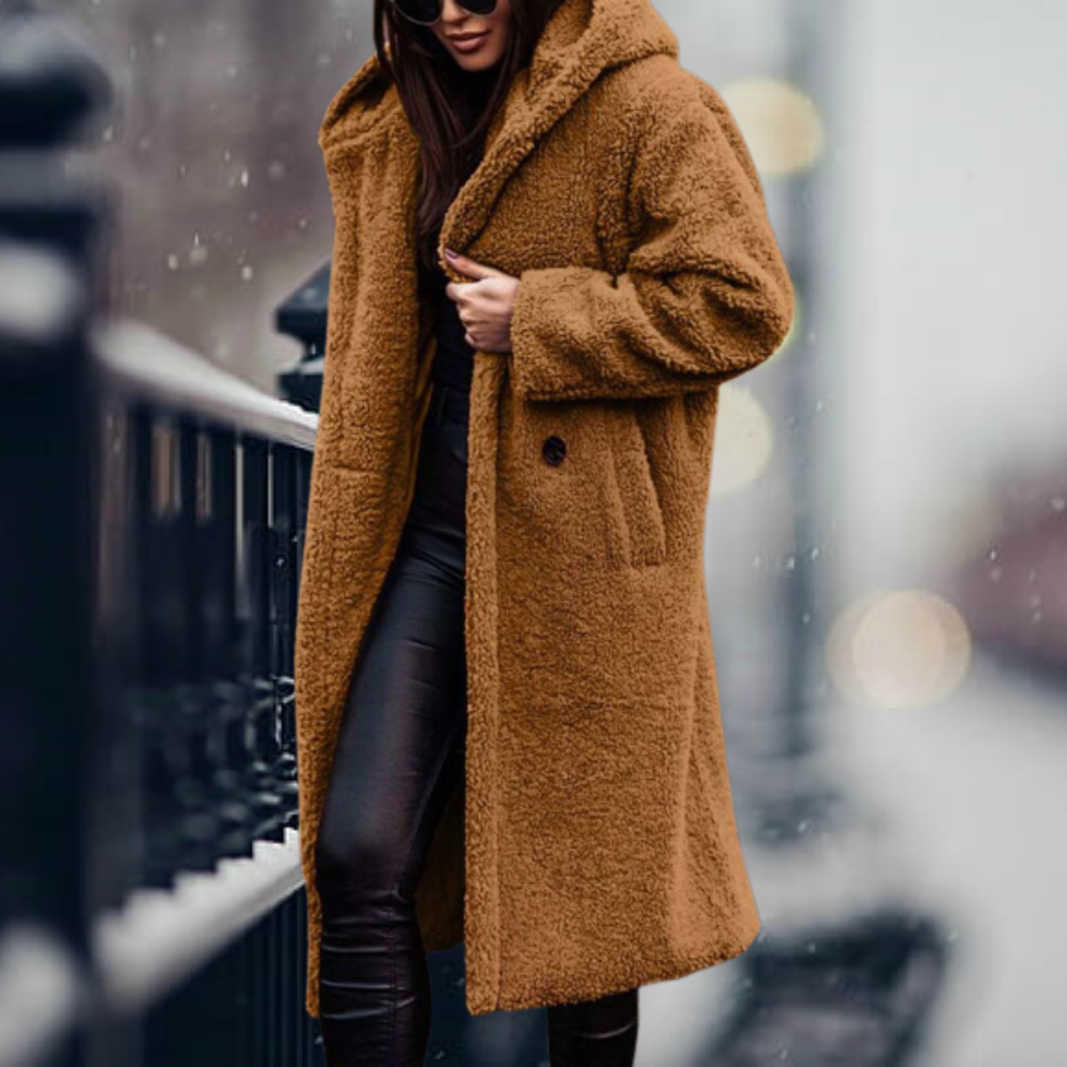 Faux Fur Hooded Jacket For Women