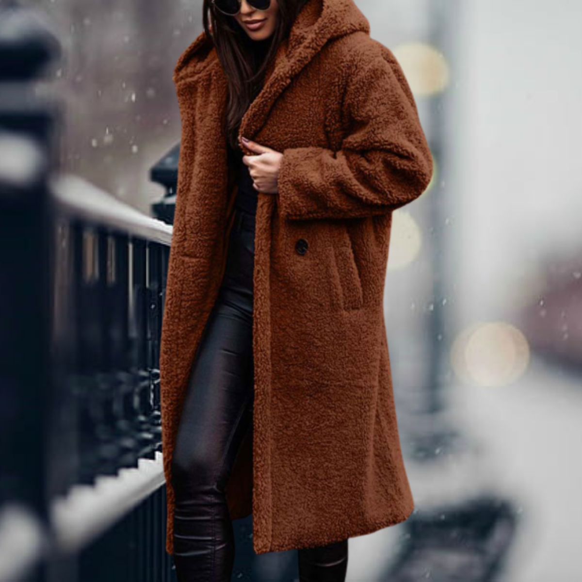 Faux Fur Hooded Jacket For Women