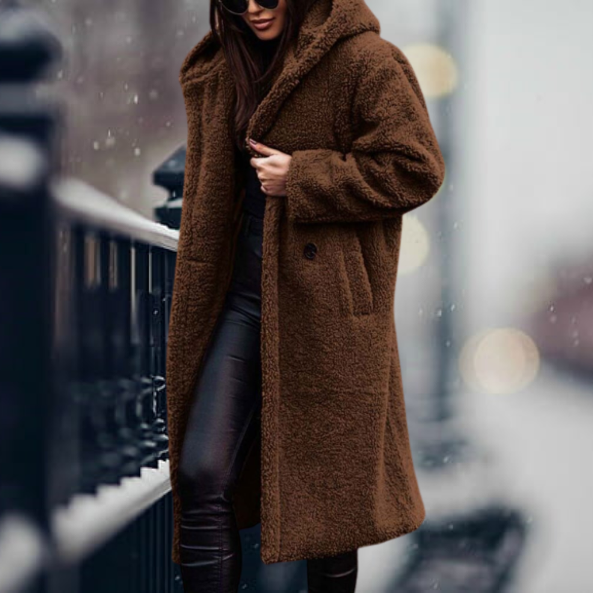 Faux Fur Hooded Jacket For Women
