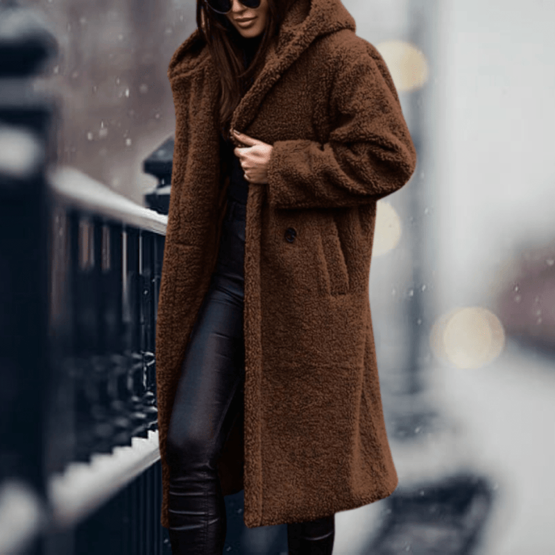 Faux Fur Hooded Jacket For Women