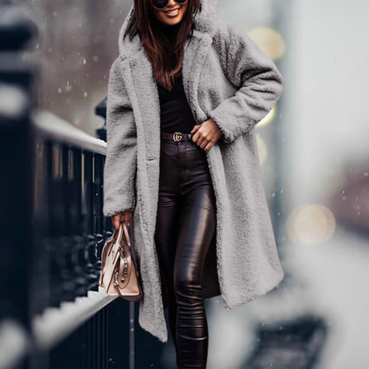 Faux Fur Hooded Jacket For Women