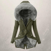 Faux Fur Hooded Mid-Length Parka Jacket