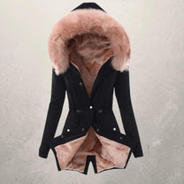 Faux Fur Hooded Mid-Length Parka Jacket