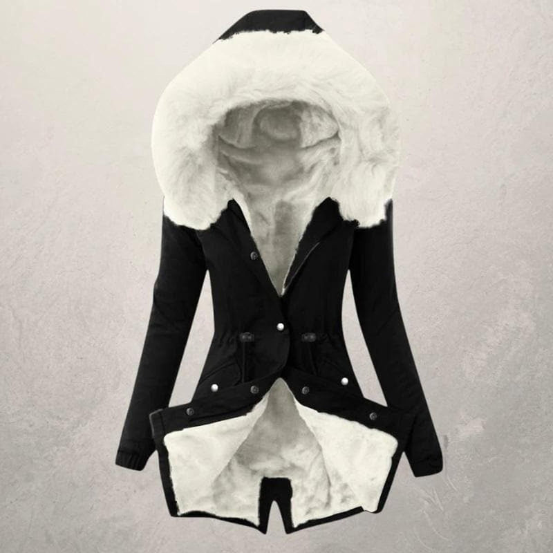 Faux Fur Hooded Mid-Length Parka Jacket