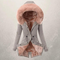 Faux Fur Hooded Mid-Length Parka Jacket