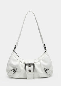Faux Leather Front Buckle Shoulder Bag